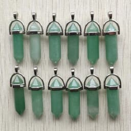 Fast Shipping Natural Stone Quartz Aventurine Lapis Crystal Hexagonal Pillar Pendants for Jewelry Accessories 12pcs Wholesale