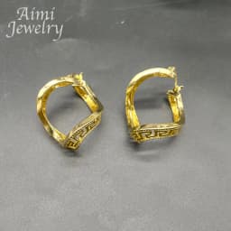 18K Gold Plated Jewelry Set for Women Special Rhombus Design Pendant and Earrings Wedding Anniversary Copper Jewelry Accessories
