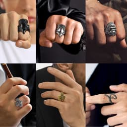 U7 Stainless Steel Big Rings for Man Bird Goat Octopus Shark Serpent Snake Bone Charm Size 7-14 Rock Punk Animal Skull Jewelry