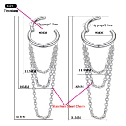 VOJO G23 Titanium 16G Cartilage Helix Piercing Jewelry, Stainless Steel Chain Dangle Hoop Earrings for Women