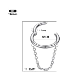 VOJO G23 Titanium 16G Cartilage Helix Piercing Jewelry, Stainless Steel Chain Dangle Hoop Earrings for Women