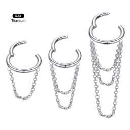 VOJO G23 Titanium 16G Cartilage Helix Piercing Jewelry, Stainless Steel Chain Dangle Hoop Earrings for Women