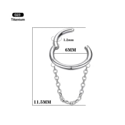 VOJO G23 Titanium 16G Cartilage Helix Piercing Jewelry, Stainless Steel Chain Dangle Hoop Earrings for Women