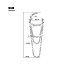 VOJO G23 Titanium 16G Cartilage Helix Piercing Jewelry, Stainless Steel Chain Dangle Hoop Earrings for Women