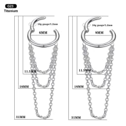 VOJO G23 Titanium 16G Cartilage Helix Piercing Jewelry, Stainless Steel Chain Dangle Hoop Earrings for Women