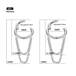 VOJO G23 Titanium 16G Cartilage Helix Piercing Jewelry, Stainless Steel Chain Dangle Hoop Earrings for Women