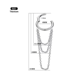 VOJO G23 Titanium 16G Cartilage Helix Piercing Jewelry, Stainless Steel Chain Dangle Hoop Earrings for Women