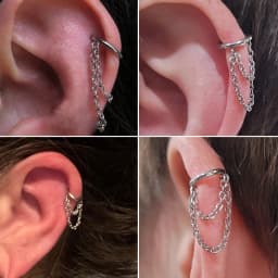 VOJO G23 Titanium 16G Cartilage Helix Piercing Jewelry, Stainless Steel Chain Dangle Hoop Earrings for Women