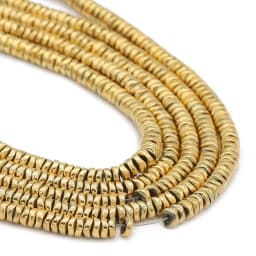 Real Gold Plated 4x1MM Wavy Flat Round Hematite Natural Stone Spacer Loose Beads For Jewelry Making Diy Bracelets Accessories