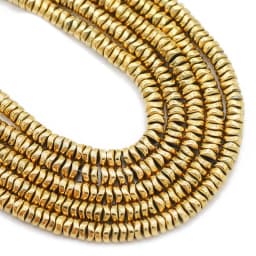 Real Gold Plated 4x1MM Wavy Flat Round Hematite Natural Stone Spacer Loose Beads For Jewelry Making Diy Bracelets Accessories