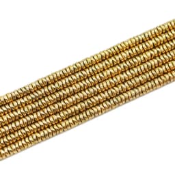 Real Gold Plated 4x1MM Wavy Flat Round Hematite Natural Stone Spacer Loose Beads For Jewelry Making Diy Bracelets Accessories