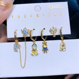 New Arrival Colorful Crystal Fairy Tales Hoop Earrings Set for Women Gold Color Huggies Jewelry