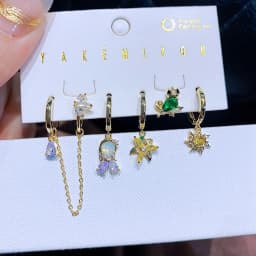 New Arrival Colorful Crystal Fairy Tales Hoop Earrings Set for Women Gold Color Huggies Jewelry