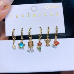 New Arrival Colorful Crystal Fairy Tales Hoop Earrings Set for Women Gold Color Huggies Jewelry
