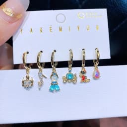 New Arrival Colorful Crystal Fairy Tales Hoop Earrings Set for Women Gold Color Huggies Jewelry