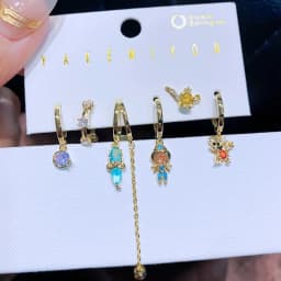New Arrival Colorful Crystal Fairy Tales Hoop Earrings Set for Women Gold Color Huggies Jewelry