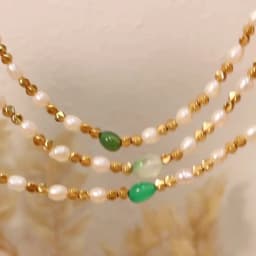 Marka Natural Freshwater Pearl Necklace Green Natural Stone Jewelry Accessories Gold Plated Beaded Chain Girl Gift Sale
