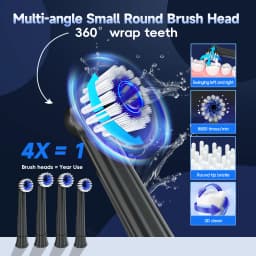 Electric Toothbrush for Adults Rechargeable T37 Sonic Toothbrush with 3 Modes IPX7 Waterproof 40,000 VPM Motor With 4 Brush Head