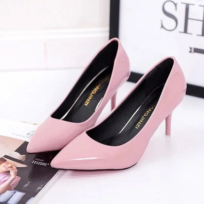 2023Large Size Women's Pumps Pointed Toe Patent Leather High Heels Dress Shoes White Wedding Thin Basic Pump Red