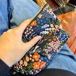 Floral Embroidered Makeup Bag Vacation Fabric Small Handbag Girls Travel Business Trip Portable Zipper Storage Bag