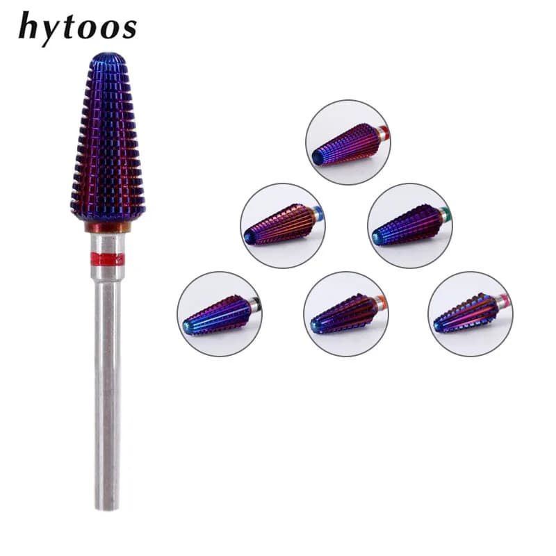 HYTOOS Purple Tornado Bit 3/32 Carbide Nail Drill Bits Milling Cutters For Manicure Remove Gel Electric File Accessories