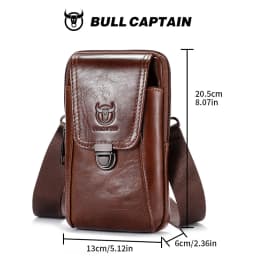 BULLCAPTAIN Genuine Leather Vintage Waist Packs Men Travel Fanny Pack Belt Bum Shoulder Bag Waist Bag Mobile Phone Pouch