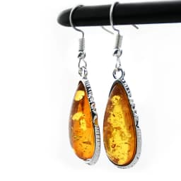 Yumfeel New Amber Pendant Necklace & Earrings Women Vintage Boho Vintage Jewelry Set