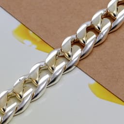 925 Sterling Silver Colorful 10 MM Sideways Cuban Chain Mens & Womens Wedding Bracelet Fashion Charm Birthday Gift