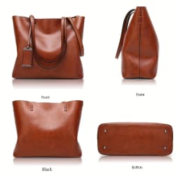 Fashionable Classic Retro Leather Women's Tote Handbag Cross Body Bag Documents Work Bag Computer Partition Bag Travel Bag