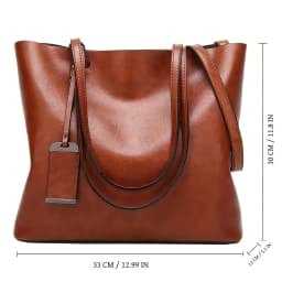 Fashionable Classic Retro Leather Women's Tote Handbag Cross Body Bag Documents Work Bag Computer Partition Bag Travel Bag