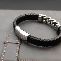 MingAo Luxury Chain Leather Braid Men Bracelet Stainless Steel Buckle Business Men's Bangles for Friend Partner Lovers Gift