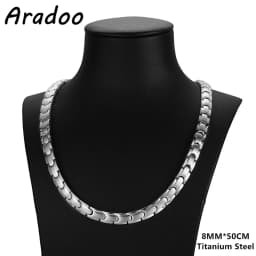 ARADOO Titanium Steel Men's Necklace Collar Simple Design Stainless Steel Magnetic Necklaces