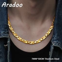 ARADOO Titanium Steel Men's Necklace Collar Simple Design Stainless Steel Magnetic Necklaces