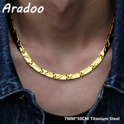 ARADOO Titanium Steel Men's Necklace Collar Simple Design Stainless Steel Magnetic Necklaces