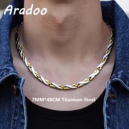 ARADOO Titanium Steel Men's Necklace Collar Simple Design Stainless Steel Magnetic Necklaces