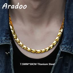 ARADOO Titanium Steel Men's Necklace Collar Simple Design Stainless Steel Magnetic Necklaces