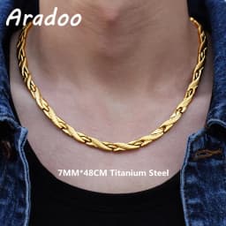 ARADOO Titanium Steel Men's Necklace Collar Simple Design Stainless Steel Magnetic Necklaces