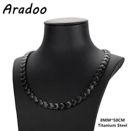ARADOO Titanium Steel Men's Necklace Collar Simple Design Stainless Steel Magnetic Necklaces
