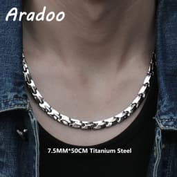 ARADOO Titanium Steel Men's Necklace Collar Simple Design Stainless Steel Magnetic Necklaces