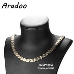 ARADOO Titanium Steel Men's Necklace Collar Simple Design Stainless Steel Magnetic Necklaces