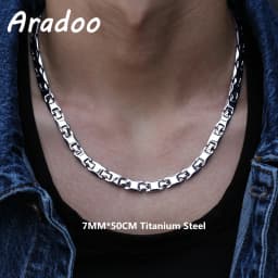 ARADOO Titanium Steel Men's Necklace Collar Simple Design Stainless Steel Magnetic Necklaces