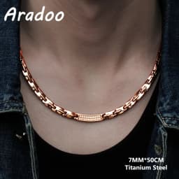 ARADOO Titanium Steel Men's Necklace Collar Simple Design Stainless Steel Magnetic Necklaces