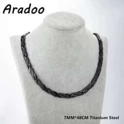ARADOO Titanium Steel Men's Necklace Collar Simple Design Stainless Steel Magnetic Necklaces
