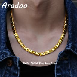 ARADOO Titanium Steel Men's Necklace Collar Simple Design Stainless Steel Magnetic Necklaces