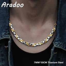 ARADOO Titanium Steel Men's Necklace Collar Simple Design Stainless Steel Magnetic Necklaces