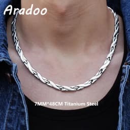 ARADOO Titanium Steel Men's Necklace Collar Simple Design Stainless Steel Magnetic Necklaces