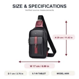 Men Leather Chest Bag Crossbody Sling Bag Casual Business Travel Shoulder Messenger Bag Black Brown