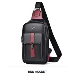 Men Leather Chest Bag Crossbody Sling Bag Casual Business Travel Shoulder Messenger Bag Black Brown