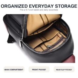Men Leather Chest Bag Crossbody Sling Bag Casual Business Travel Shoulder Messenger Bag Black Brown