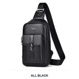 Men Leather Chest Bag Crossbody Sling Bag Casual Business Travel Shoulder Messenger Bag Black Brown